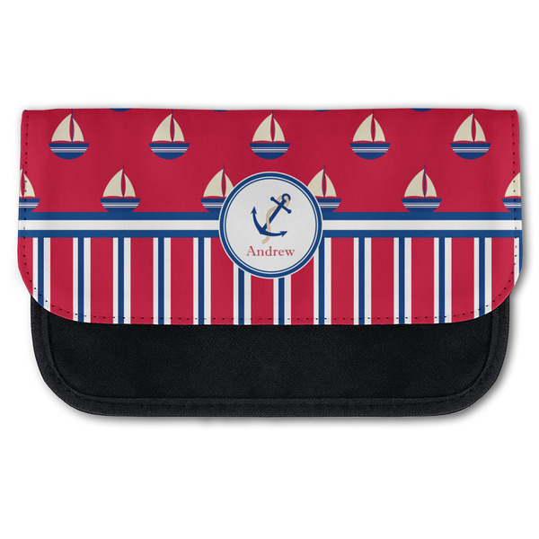 Custom Sail Boats & Stripes Canvas Pencil Case w/ Name or Text