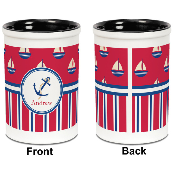 Sail Boats & Stripes Pencil Holder - Black - approval
