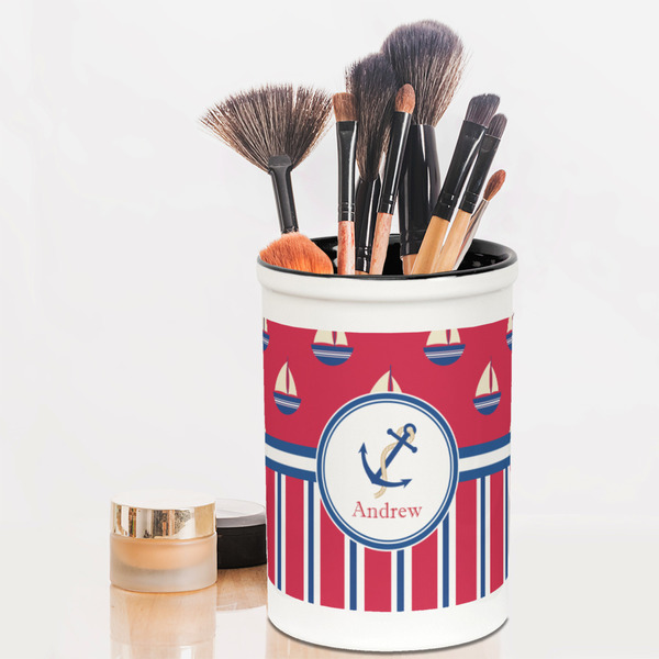 Sail Boats & Stripes Pencil Holder - LIFESTYLE makeup