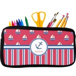 Sail Boats & Stripes Neoprene Pencil Case - Small w/ Name or Text