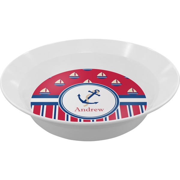 Custom Sail Boats & Stripes Melamine Bowl - 12 oz (Personalized)