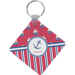 Sail Boats & Stripes Diamond Plastic Keychain w/ Name or Text