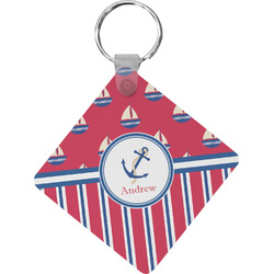 Sail Boats & Stripes Diamond Plastic Keychain w/ Name or Text
