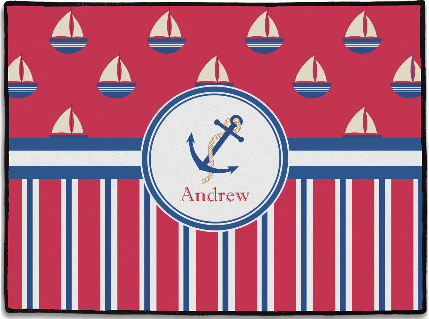 Custom Sail Boats & Stripes Door Mat (Personalized) YouCustomizeIt