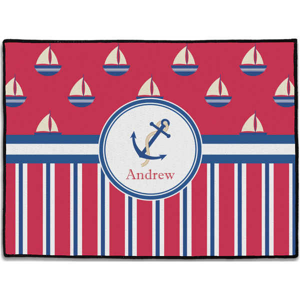 Custom Sail Boats & Stripes Door Mat (Personalized)