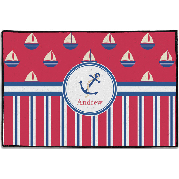 Custom Sail Boats & Stripes Door Mat - 36"x24" (Personalized)