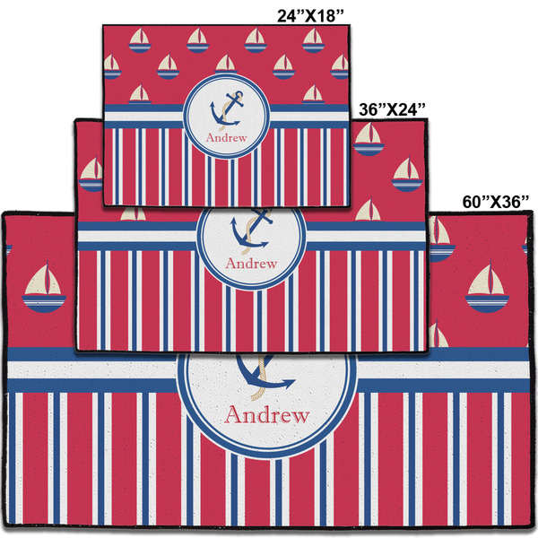 Sail Boats & Stripes Personalized Door Mat - Group Parent IMF