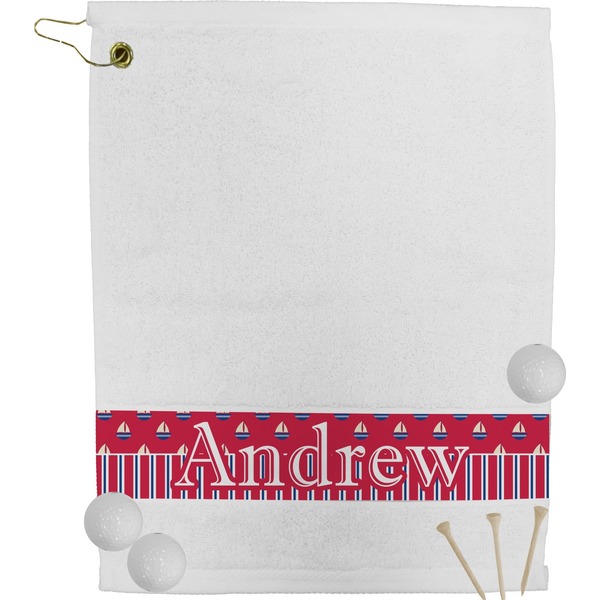Custom Sail Boats & Stripes Golf Bag Towel (Personalized)