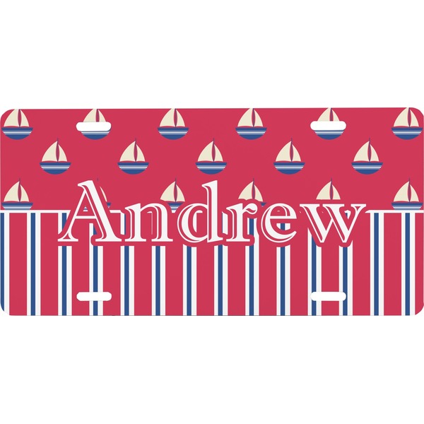 Custom Sail Boats & Stripes Front License Plate (Personalized)