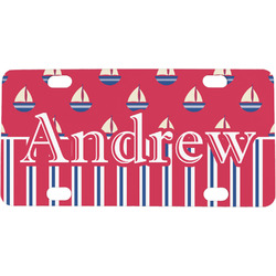Sail Boats & Stripes Mini / Bicycle License Plate (4 Holes) (Personalized)