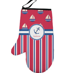 Sail Boats & Stripes Left Oven Mitt (Personalized)
