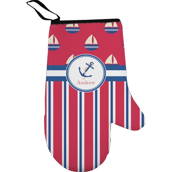 Sail Boats & Stripes Personalized Oven Mitts