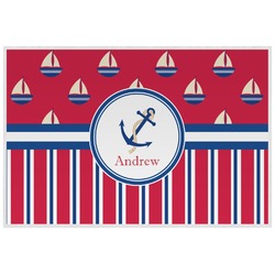 Sail Boats & Stripes Laminated Placemat w/ Name or Text