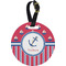 Sail Boats & Stripes Plastic Luggage Tag - Round (Personalized)