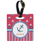 Sail Boats & Stripes Plastic Luggage Tag - Square w/ Name or Text