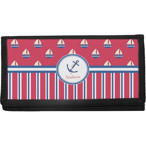 Custom Sail Boats & Stripes Canvas Checkbook Cover (Personalized)