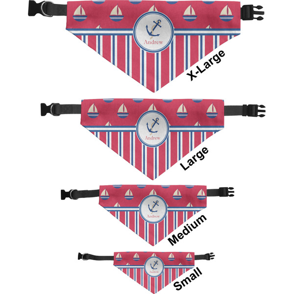 Sail Boats & Stripes Pet Bandana Sizes