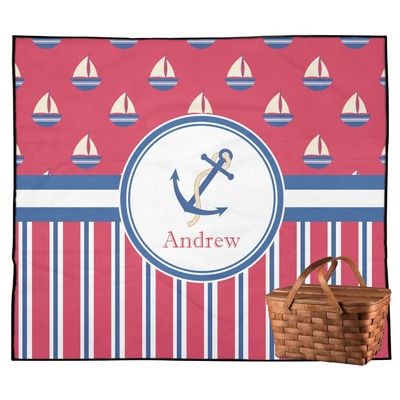 Sail Boats & Stripes Outdoor Picnic Blanket (Personalized)