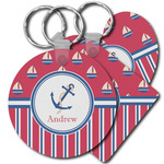 Sail Boats & Stripes Plastic Keychain (Personalized)