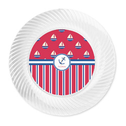 Sail Boats & Stripes Plastic Party Dinner Plates - 10" (Personalized)