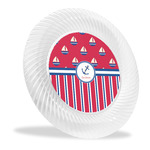 Sail Boats & Stripes Plastic Party Dinner Plates - 10" (Personalized)
