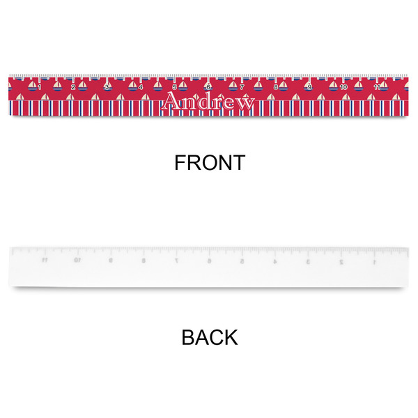 Sail Boats & Stripes Plastic Ruler - 12" - APPROVAL