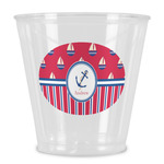 Sail Boats & Stripes Plastic Shot Glass (Personalized)