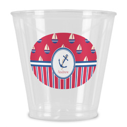 Sail Boats & Stripes Plastic Shot Glass (Personalized)
