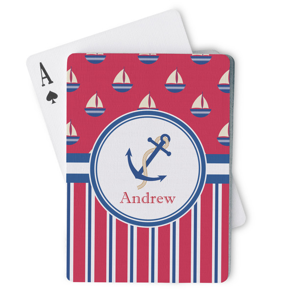 Custom Sail Boats & Stripes Playing Cards (Personalized)