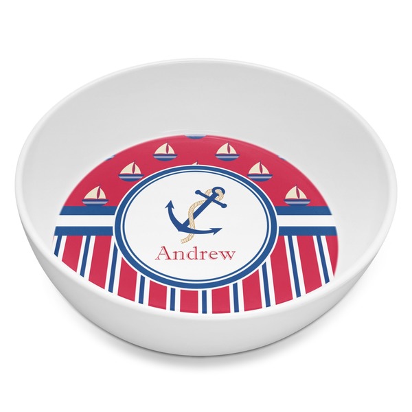 Custom Sail Boats & Stripes Melamine Bowl - 8 oz (Personalized)