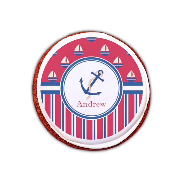 Sail Boats & Stripes Printed Icing Circle - XSmall - On Cookie