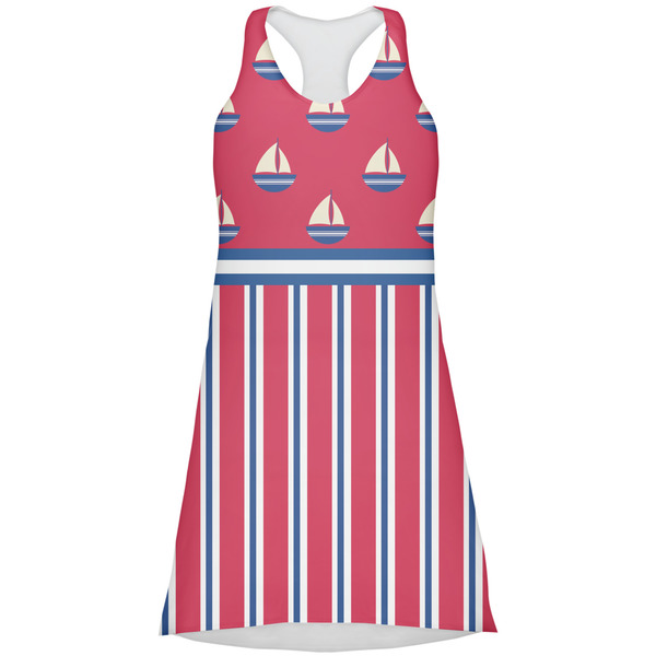 Custom Sail Boats & Stripes Racerback Dress - X Large