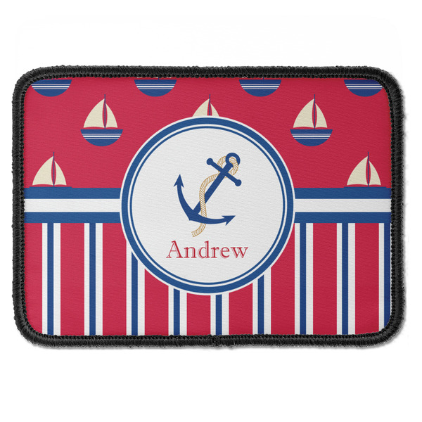 Custom Sail Boats & Stripes Iron On Rectangle Patch w/ Name or Text