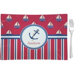 Sail Boats & Stripes Rectangular Glass Appetizer / Dessert Plate - Single or Set (Personalized)