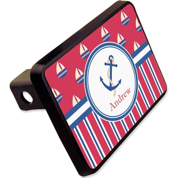 Custom Sail Boats & Stripes Rectangular Trailer Hitch Cover - 2" (Personalized)