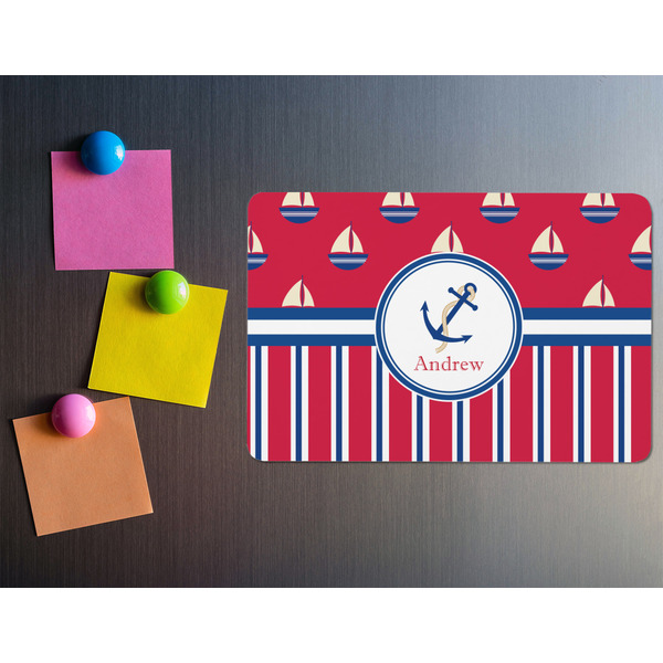 Sail Boats & Stripes Rectangular Fridge Magnet - LIFESTYLE