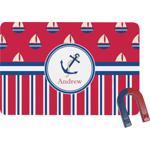 Custom Sail Boats & Stripes Rectangular Fridge Magnet (Personalized)