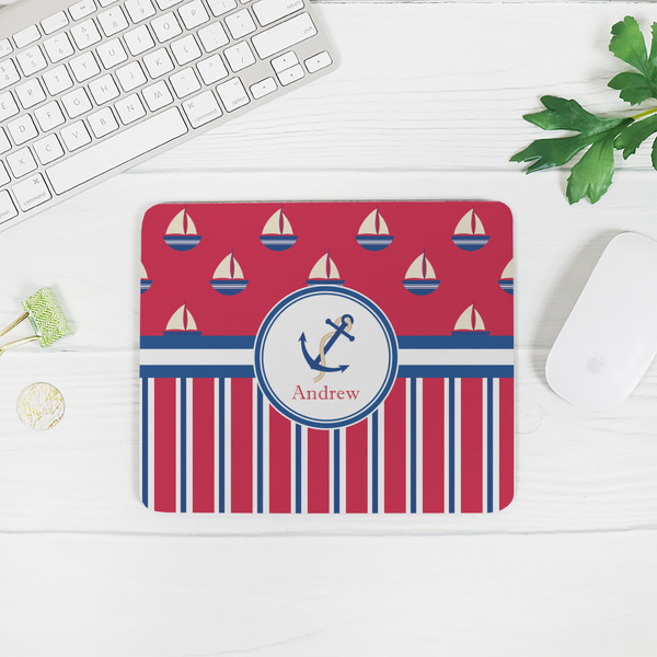 Sail Boats & Stripes Rectangular Mouse Pad - LIFESTYLE 2