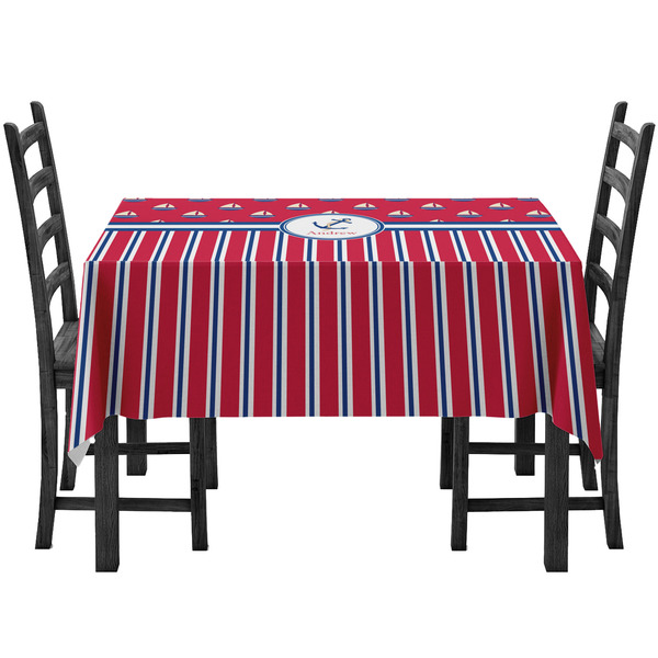 Sail Boats & Stripes Rectangular Tablecloths - Side View