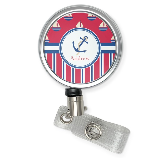 Custom Sail Boats & Stripes Retractable Badge Reel (Personalized)