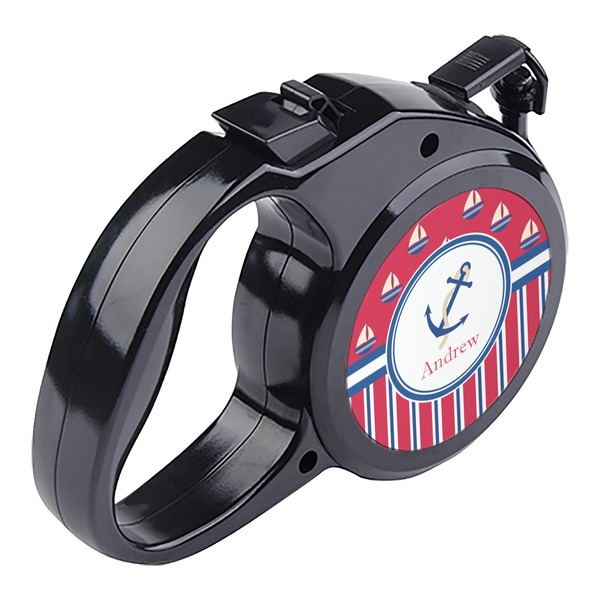 Sail Boats & Stripes Retractable Dog Leash - Angle