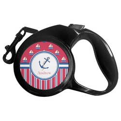 Sail Boats & Stripes Retractable Dog Leash (Personalized)