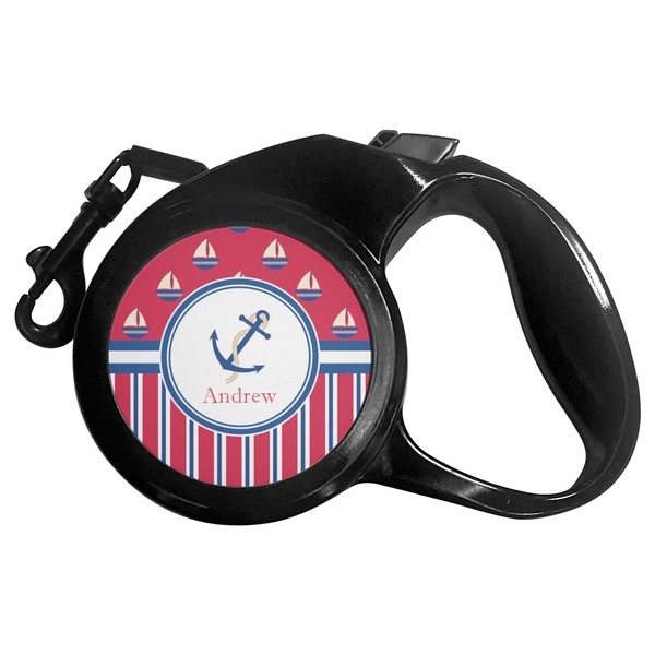 Custom Sail Boats & Stripes Retractable Dog Leash - Medium (Personalized)