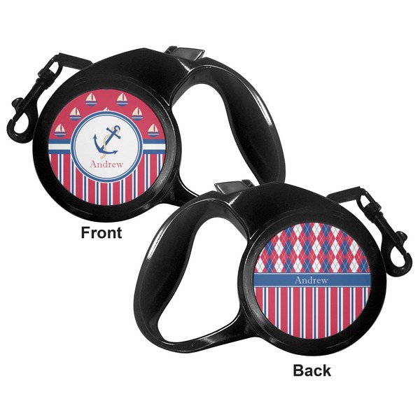 Sail Boats & Stripes Retractable Dog Leash - Medium Large - Apvl