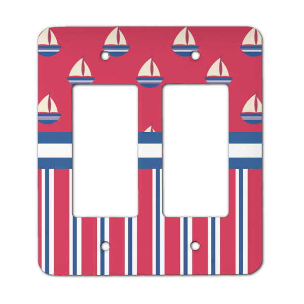 Custom Sail Boats & Stripes Rocker Style Light Switch Cover - Two Switch