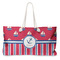 Sail Boats & Stripes Large Rope Tote Bag - Front View