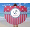 Sail Boats & Stripes Round Beach Towel - In Use
