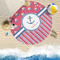 Sail Boats & Stripes Round Beach Towel Lifestyle