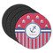 Sail Boats & Stripes Round Rubber Backed Coasters - Set of 4 (Personalized)