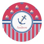 Sail Boats & Stripes Round Decal - Medium (Personalized)
